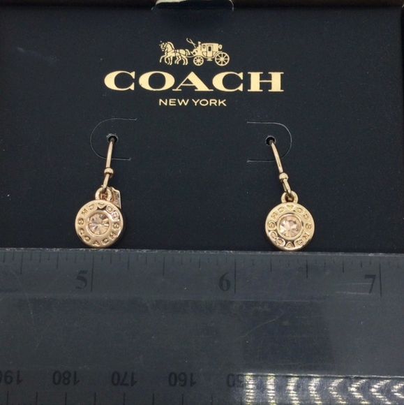 NIB Coach Rose Goldtone Crystal Hook Earrings NWT - Picture 3 of 4